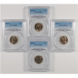 ( 4 ) 1952-D JEFFERSON NICKELS, PCGS MS-65 GEMS