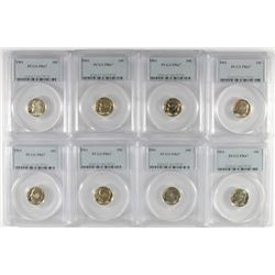 ( 8 ) 1961 ROOSEVELT DIMES, PCGS PROOF-67