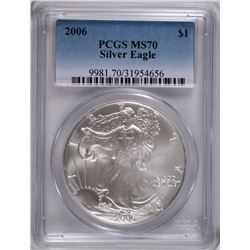 2006 AMERICAN SILVER EAGLE, PCGS MS-70 PERFECT!