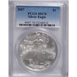 2007 AMERICAN SILVER EAGLE, PCGS MS-70 PERFECT!
