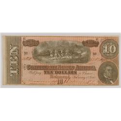 1864 $10 CONFEDERATE STATES OF AMERICA NOTE (T-68) VF/XF