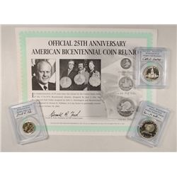 1976 3PC BICENTENNIAL SET WITH CERTIFICATE PCGS GRADED