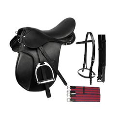 _NEW!_ Black Leather English Horse Saddle Tack Package 16 18 [8021]