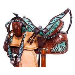 _NEW!_ Turquoise Blue Zebra Western Barrel Racing Horse Saddle [8391S]