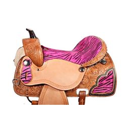 _NEW!_ Pink Zebra Barrel Racing Western Horse Saddle 15 16 [6073NT] FREE SHIPPING