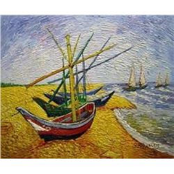 (ART) "Fishing Boats On The Beach" - Vincent Van Gogh (WA2339VGH-20) 20"h x 24"w (50x60cm)
