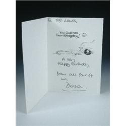 H.R.H. The Princess of Wales. Birthday card, with picture of a dancing hedgehog, printed caption  Is