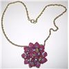 Image 1 : Purple Flower Pendant w/ Gold Colored Chain Necklace