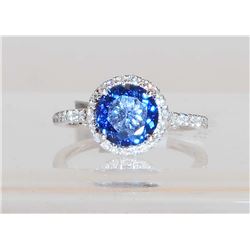 14KT WHITE GOLD LADIES TANZANITE & DIAMOND RING W/ APPRAISAL - SIZE 7