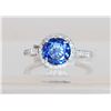 Image 1 : 14KT WHITE GOLD LADIES TANZANITE & DIAMOND RING W/ APPRAISAL - SIZE 7