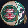 Image 1 : PATRICK AMOS, NUU-CHAH-NULTH, "COPPER MOON", WITH COPPER INLAY, CEDAR BARK RIM 28" DIAMETER 5" DEEP