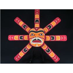 EMIL THIBERT, SALTEAUX NATION,  SUN MASK 27" H X 30" W X 5" D