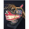 Image 2 : EMIL THIBERT, SALTEAUX NATION, WOLF MASK ON CARVED BASED, CEDAR BARK ACCENT 15" L X 13" H X 8" D