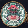 Image 1 : PATRICK AMOS, NUU-CHAH-NULTH, "FROG MOON", WITH CEDAR BARK 15" DIAMETER