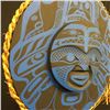 Image 3 : PATRICK AMOS, NUU-CHAH-NULTH, "KILLER WHALE" MOON MASK, WITH CEDAR BARK 15" DIAMETER