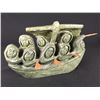 Image 1 : JONAS FABER, (B.1943-) INUIT, (JONASIE QUARQORTOQ FABER) "INUIT IN UMIAQ" SOAPSTONE 14" L X 9" H