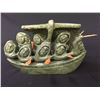 Image 2 : JONAS FABER, (B.1943-) INUIT, (JONASIE QUARQORTOQ FABER) "INUIT IN UMIAQ" SOAPSTONE 14" L X 9" H