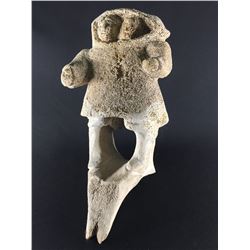 INUIT WHALE BONE SCULPTURE, ESKIMOS 12.5" H X 8" W X 9" D