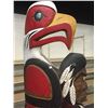 Image 2 : "EAGLE AND CHIEF" TOTEM ON STAND, INLAID WITH ARGILLITE AND ABALONE. SIGNED "ROGER HUNT 2003"