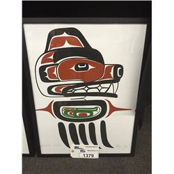 ANTHONY JOSEPH, SQUAMISH, ACRYLIC ON PAPER,  "BEAR, SALMON" SIGNED LOWER RIGHT 18" W X 24" H