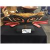 Image 1 : EMIL THIBERT, SALTEAUX NATION, DOUBLE HEADED RAVEN, MASK ON BASE 29" X 11" H X 7" W