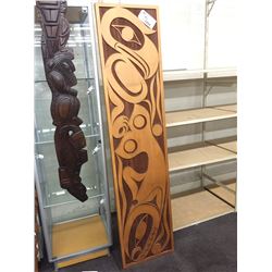 LARGE SANDBLASTED KILLER WHALE AND EAGLE PANEL 83" H X 19.5 W  X 1.5 D