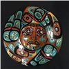 Image 1 : JACOB LEWIS, COAST SALISH "BIRDS SURROUNDING THE SUN ECLIPSE" HEAVILY INLAID WITH 102 ABALONE