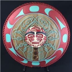 TOM PATTERSON, "EAGLE MOON, WITH GLASS SALMON" 31" DIAMETER