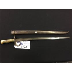 FRENCH CHASSEPOT SWORD BAYONET, 38" BLADE, WITH SCABBARD