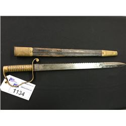 BRITISH 1856 PATTERN PIONEERS SHORT SWORD, SAW BACK PATTERN MADE BY WILKINSON, WITH SCABBARD