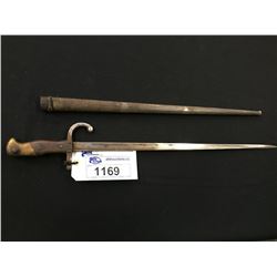 FRENCH MODEL 1874 BAYONET, MADE FOR THE FRENCH "GRAS" RIFLE, COMPLETE WITH SCABBARD