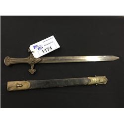 BRITISH 1856 DRUMMERS SWORD, LANGET MARKED '58, 18" BLADE, WITH SCABBARD