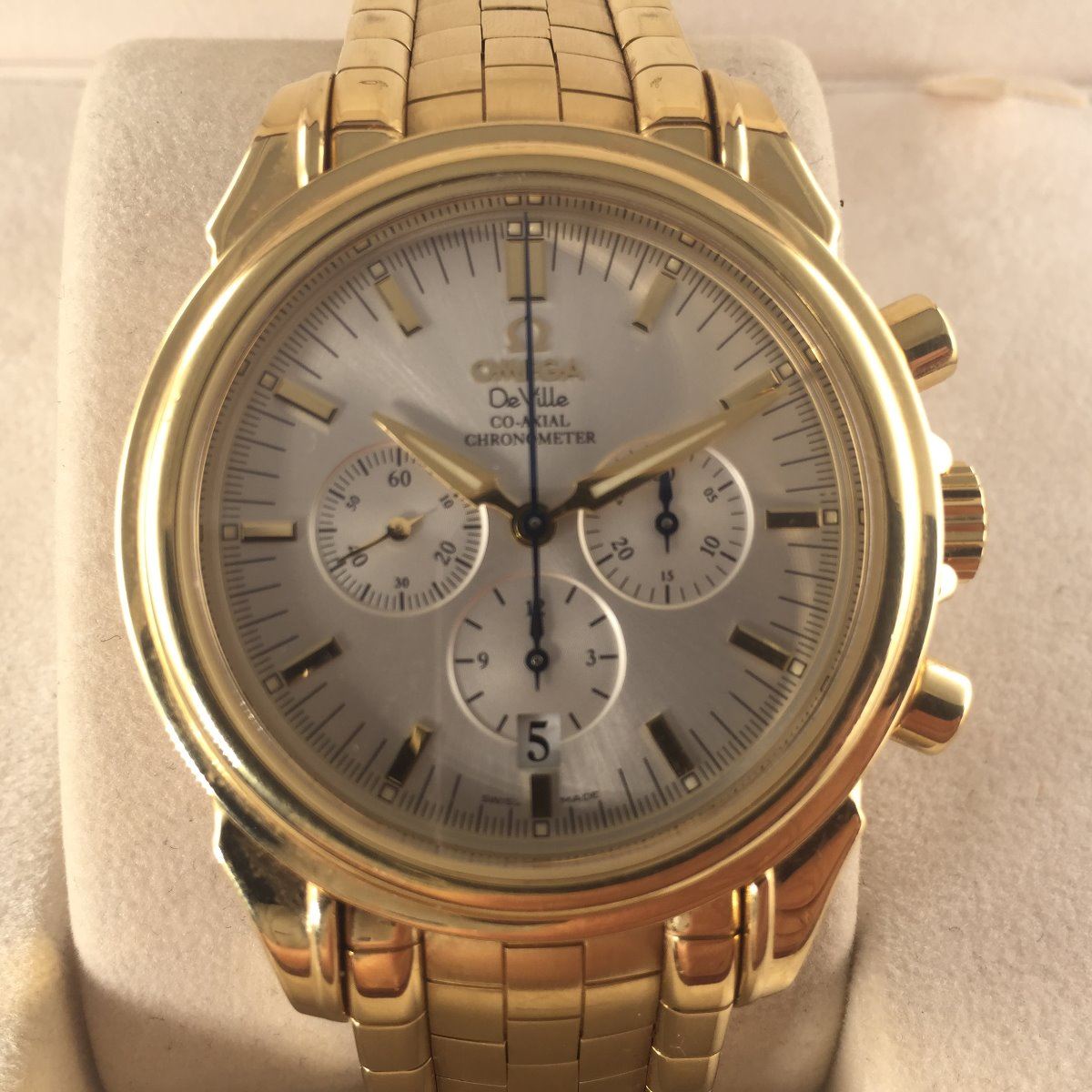 18KT YELLOW GOLD MEN'S OMEGA DE VILLE COAXIAL CHRONOGRAPH WRIST WATCH