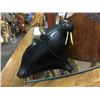 Image 1 : STONE CARVED WALRUS WITH BONE TUSKS, SIGNED, 4 1/2"L  3"W  4"T