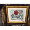 Image 1 : NATIVE PRINT WITH WOLF/EAGLE/BISON/BEAR, 23" X 19" WITH ANTIQUE FRAME