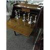 Image 3 : ANTIQUE OAK DROP TOP DESK AND SILVER PLATED CANDLE HOLDERS