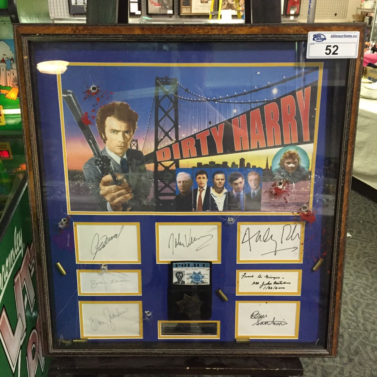 FRAMED DIRTY HARRY CAST SIGNED MEMORABILIA INCLUDING CLINT EASTWOOD Framed dirty harry cast signed memorabilia including clint eastwood