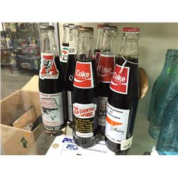 LOT OF 7 COCA-COLA COLLECTORS BOTTLES FROM 1970'S & 80'S INCLUDING SAN FRANCISCO SUPER BOWL