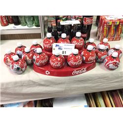 LOT OF 17 COCA-COLA HOLIDAY BALLS WITH DISPLAY