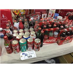 COLLECTION OF COCA COLA BOTTLES AND CANS INCLUDING AMERICAN IDOL SEASONS 1-3, CHRISTMAS OVER THE