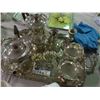 Image 2 : 6 PIECE SILVER PLATE TEA SET WITH TRAY AND PAIR OF SILVER PLATED CANDLE HOLDERS