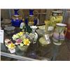 Image 2 : SHELF LOT CONTAINTING HAND PAINTED PORCELAIN VASES, NIPPON SERVING DISHES AND FLORAL FIGURINES