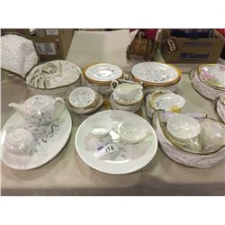 COLLECTION OF WEDGWOOD BONE CHINA "WILD OATS" DINNER PLATES, CUPS, BOWLS, ETC