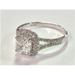 ONE 14KT WHITE GOLD LADIES DIAMOND ENGAGEMENT RING, SET WITH ONE 1.01 CT MODIFIED BRILLIANT CUT