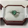 Image 1 : ONE LADIES 14KT WHITE GOLD NATURAL EMERALD AND DIAMOND SET DRESS RING WITH 33 DIAMONDS, APPROX