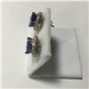 Image 2 : ONE PAIR OF 14KT YELLOW GOLD AND RHODIUM FINISH NATURAL TANZANITE AND DIAMOND SET EARRINGS WITH 140