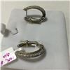 Image 2 : ONE PAIR OF 14KT WHITE GOLD AND YELLOW GOLD DIAMOND PAVE SET HOOP STYLE EARRINGS WITH A TOTAL OF
