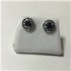 Image 1 : ONE PAIR OF 14KT WHITE GOLD TEAL BLUE COLOUR ENHANCED AND NEAR COLOURLESS DIAMOND SET EARRINGS WITH