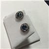 Image 2 : ONE PAIR OF 14KT WHITE GOLD TEAL BLUE COLOUR ENHANCED AND NEAR COLOURLESS DIAMOND SET EARRINGS WITH