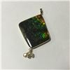 Image 2 : ONE 14KT YELLOW GOLD NATURAL AMMOLITE AND DIAMOND SET PENDANT, SET WITH ONE -TWO SIDED AMMOLITE